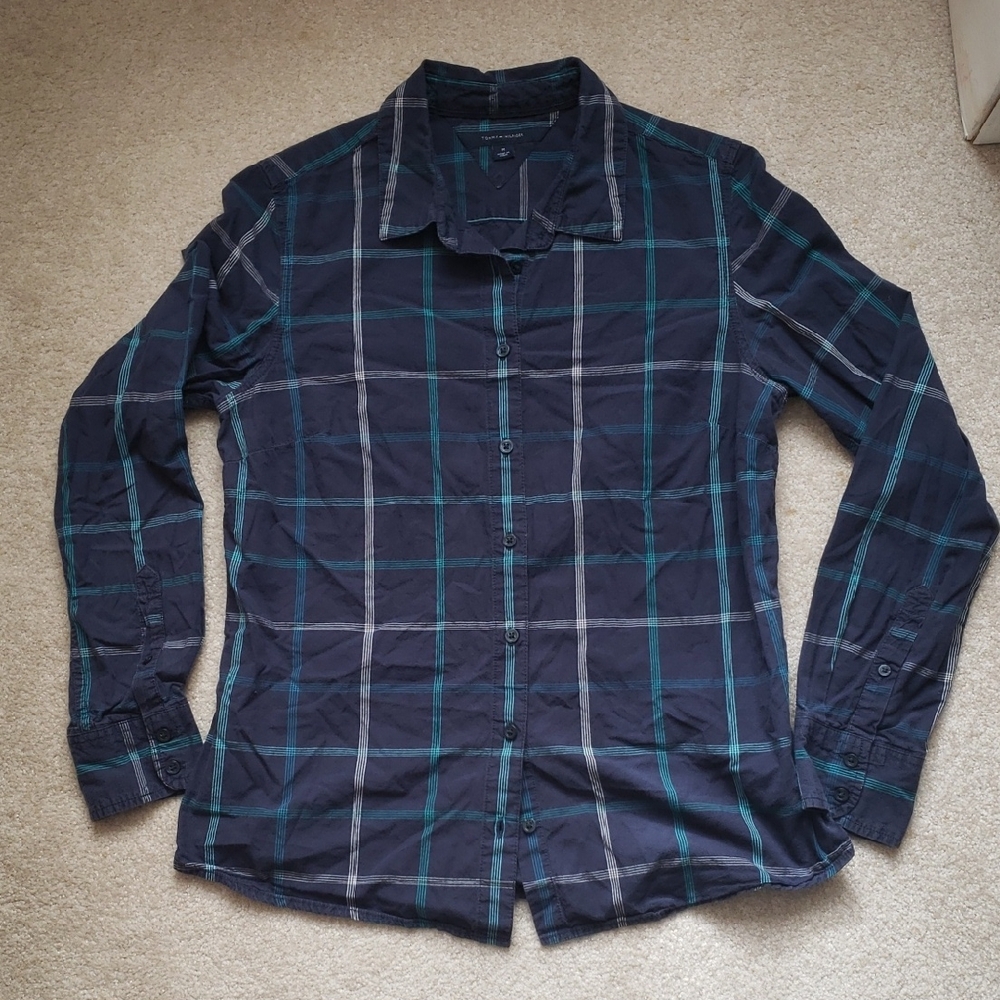 Tommy Hilfiger Plaid Shirt/Blouse, Slim Fit, Size M